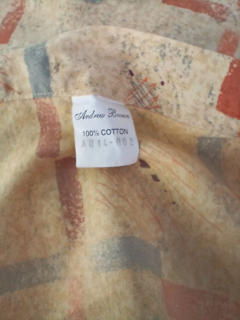 Vintage Andrew Brown Mens Short Sleeve Button Shirt Abstract Print Size L Logo - Picture 13 of 15